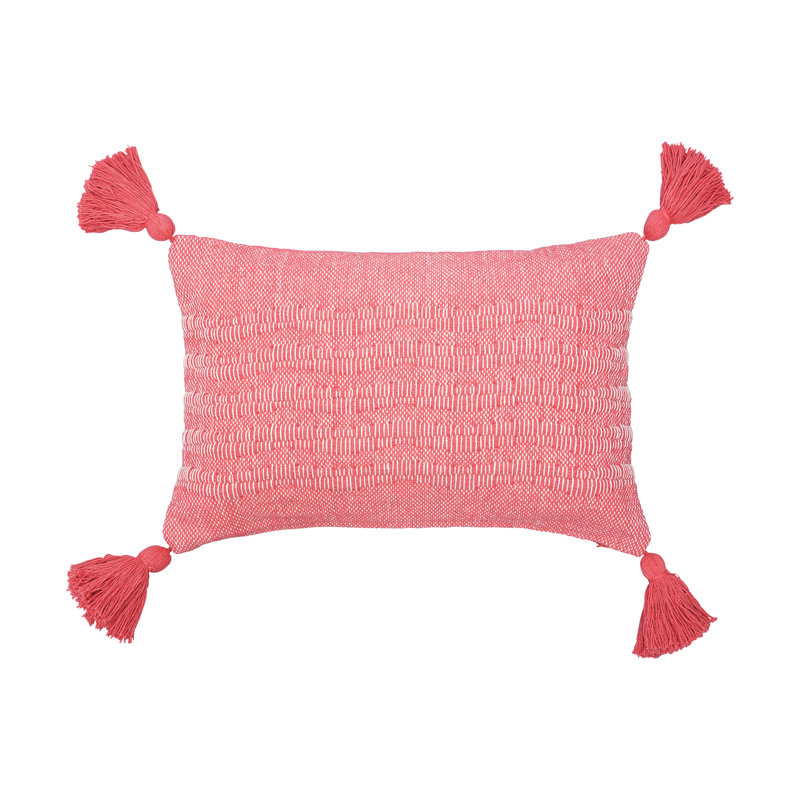 Tassels Cotton Blend Throw Pillow, Green