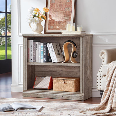 30" Bookshelf,2-Tier Thick Wooden Book Shelf with Adjustable Shelves,Free Standing Farmhouse Bookcase with Open Display Storage,Floor Vintage Bookshelves for Living Room,Office