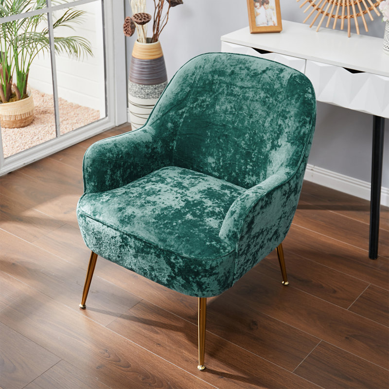 Divij Velvet Armchair with Footstool, Light Green