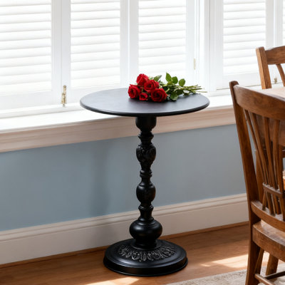 Elegant Round Accent end Table with Turned Pedestal Base