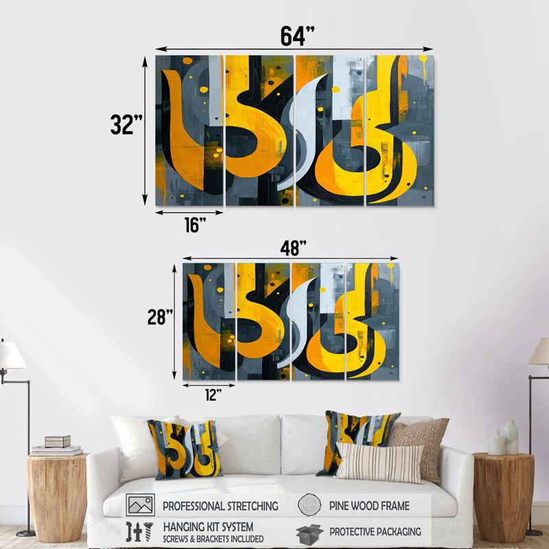 Daaf - Abstract Still Lifes Wall Art - ensemble d'art mural moderne, 4, H 32 po x l 64 po