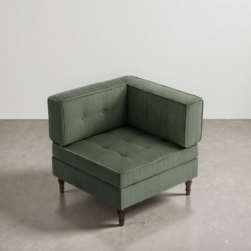 Fauteuil capitonné modulaire en velours côtelé, Vert foncé