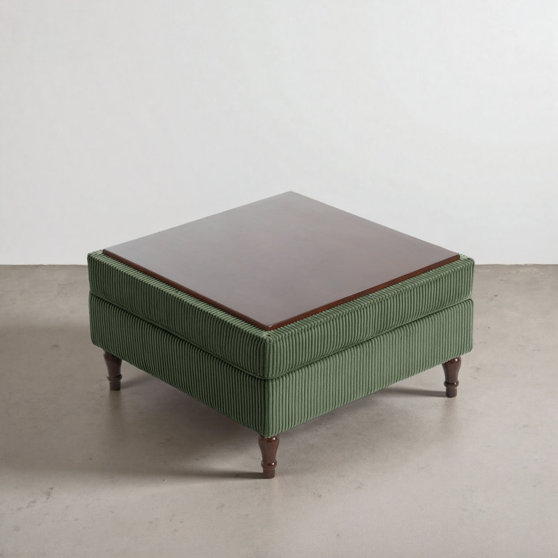 31.98cm Wide Tufted Rectangle Solid Colour Ottoman with Storage, Green