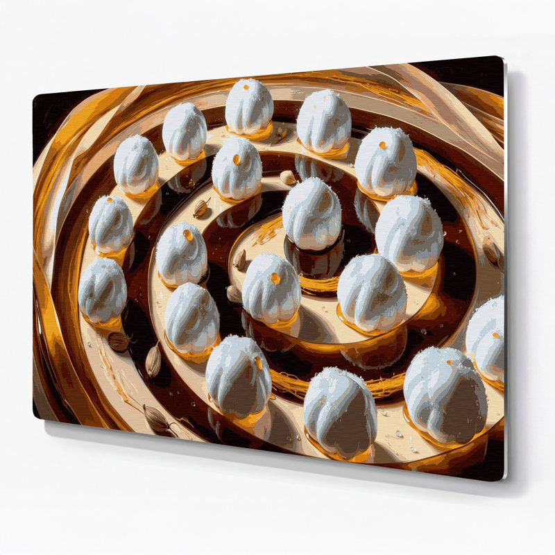 Desserts Rasgulla, art mural en métal brun, H 11 po x l 14 po