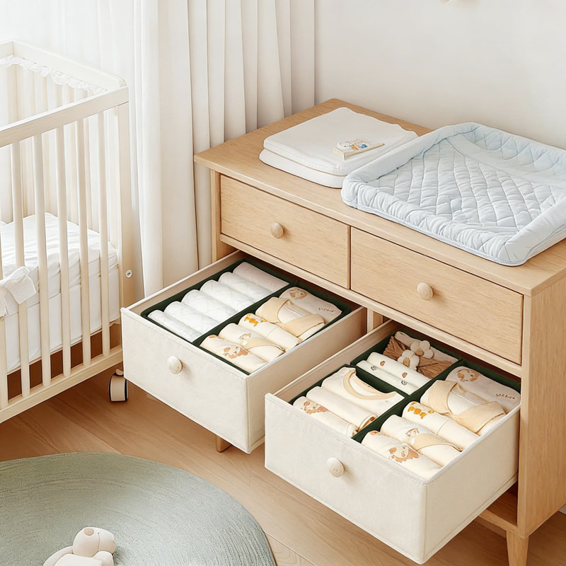 Drawer Organizers Set Of 8, Fabric Drawer Dividers And Storage Bins For Clothes, Baby Items, Socks, And Underwear, Foldable Dresser And Closet Organizer