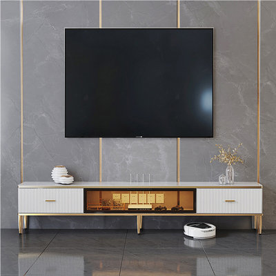 Light Luxury Minimalist Rock Slab TV Stand Cabinet