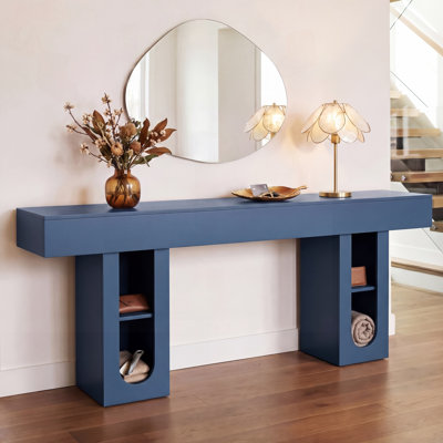 Console 71 po avec prise de courant et rangement bleu