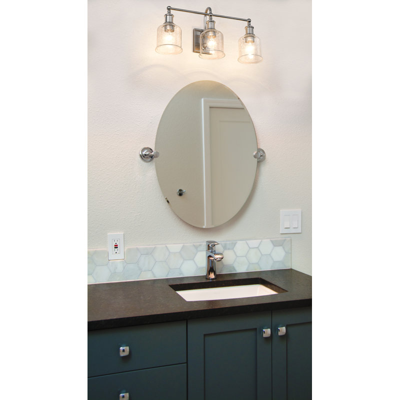 Gearld 3-Light Dimmable Seeded Glass Vanity Light, Brushed Nickel
