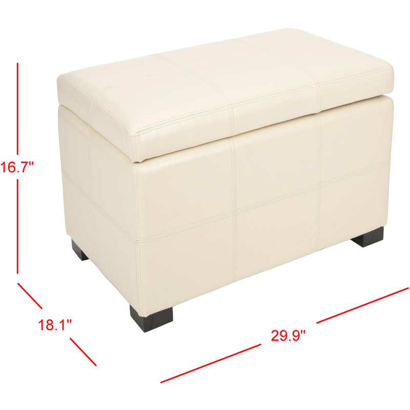 Graysie Faux Leather Upholstered Storage Bench, Cream