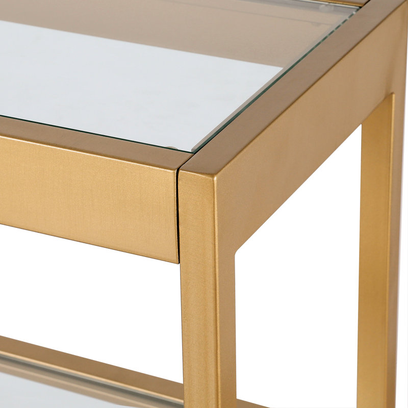 Alexis Glass Top Console Table, 30" H x 36" W x 10" D, White