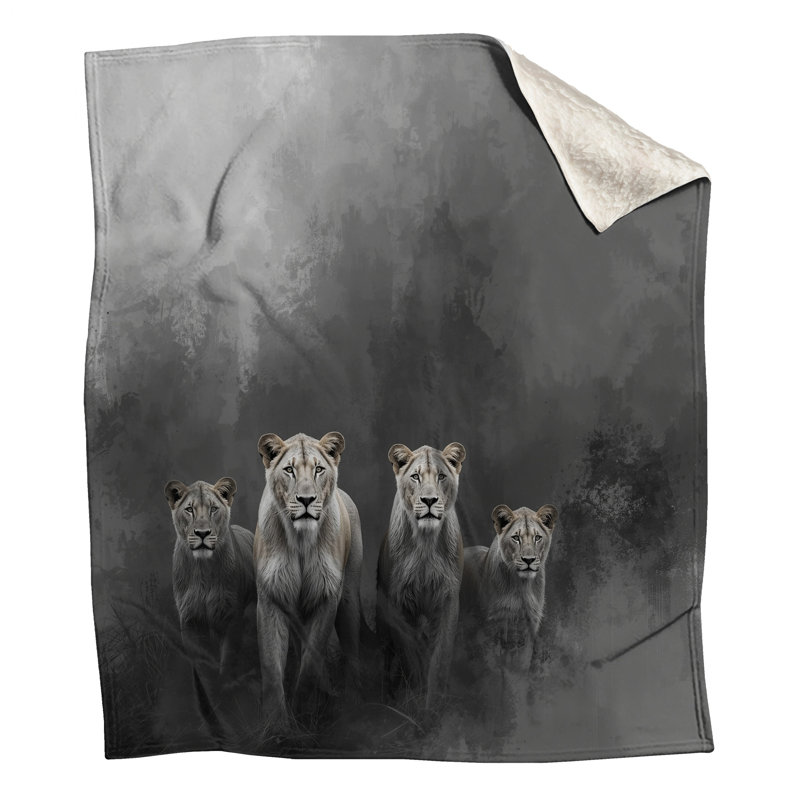 Lions Walking Forward Blankets, 60in W x 80in H