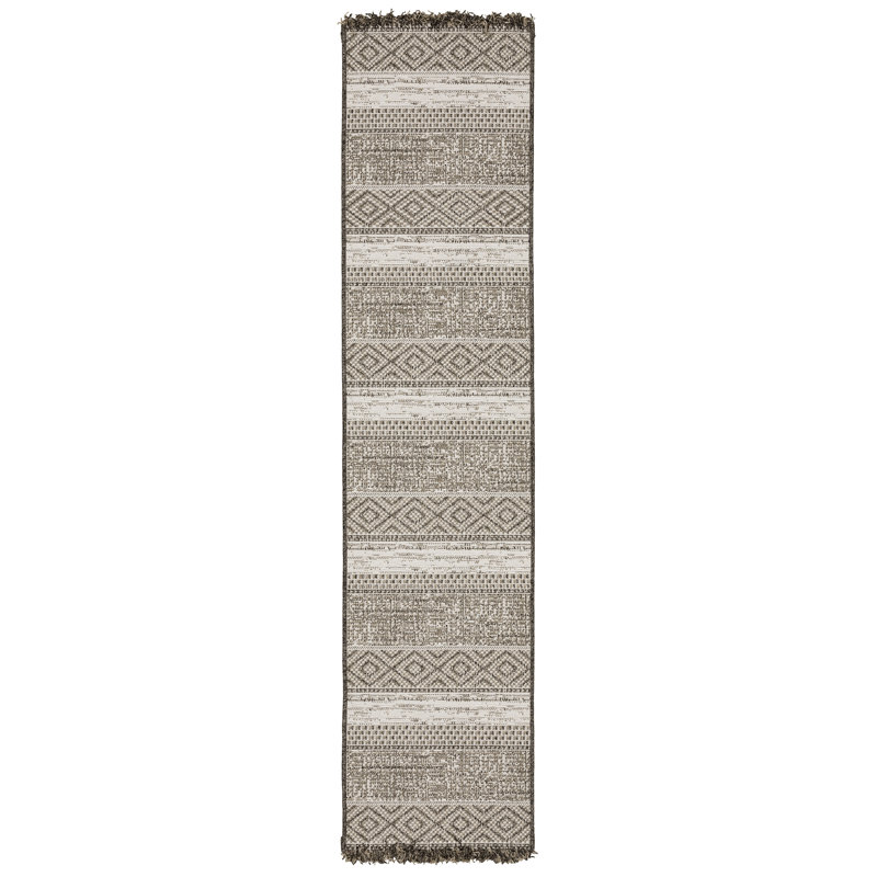 Rayfe Geometric Indoor / Outdoor Rug, Runner 1'10" x 7'6"