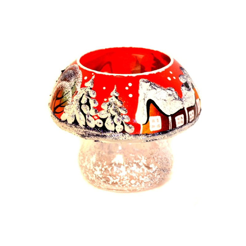 Porte-votive en verre à motif de noël winter round new year