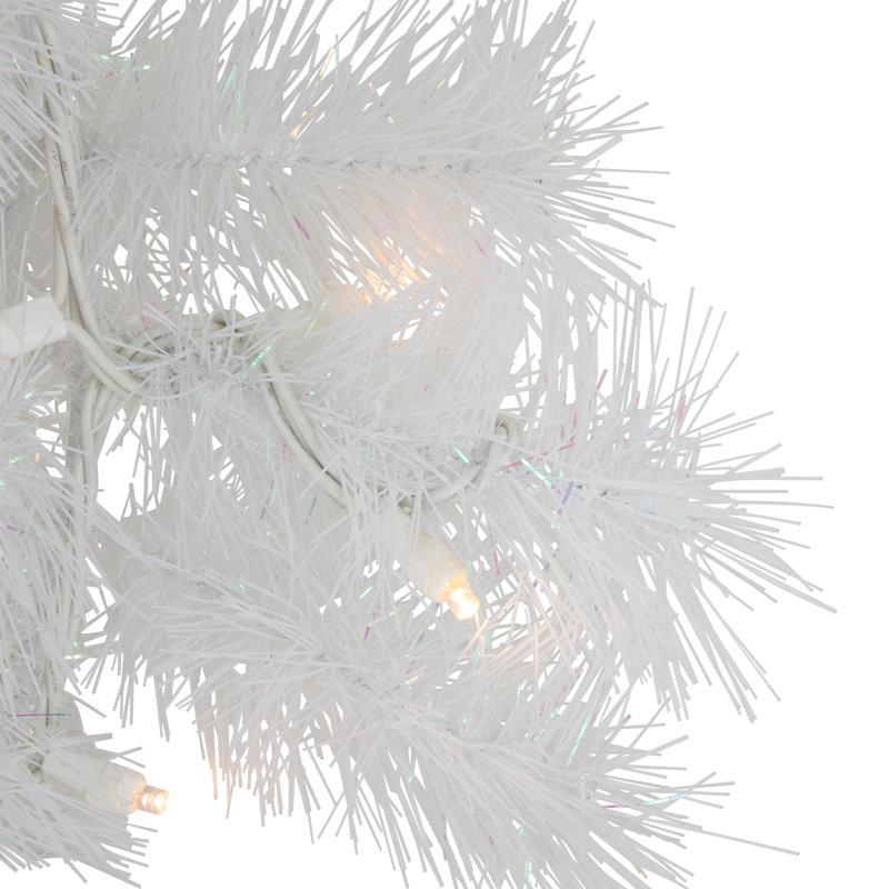 Guirlande de Noël artificielle pré-éclairée en pin blanc d'Alaska blanc chaud, H 24 po x l 24 po x P 4 po