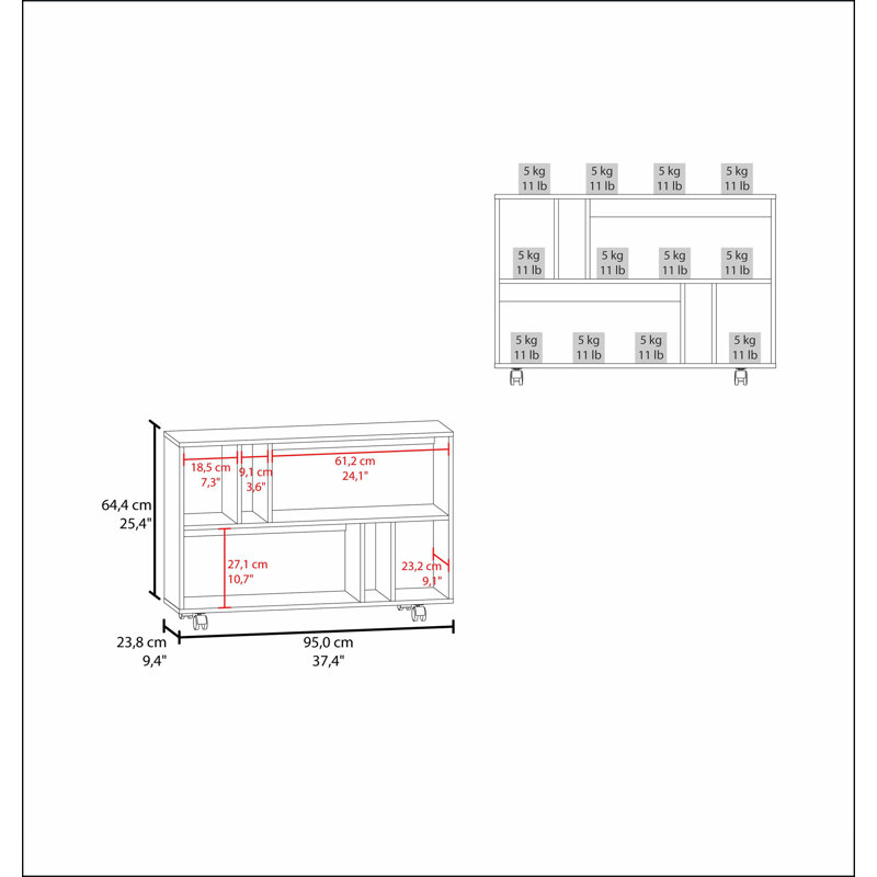 White Console Table in Melamine with Open Storage, White