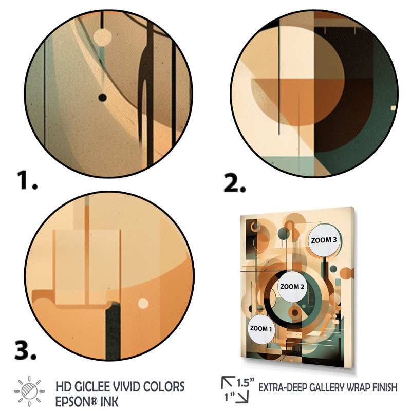 Impression sur toile orange et verte Mid Century Momentum III, H 32 po x l 24 po x P 1 po, Toile tendue