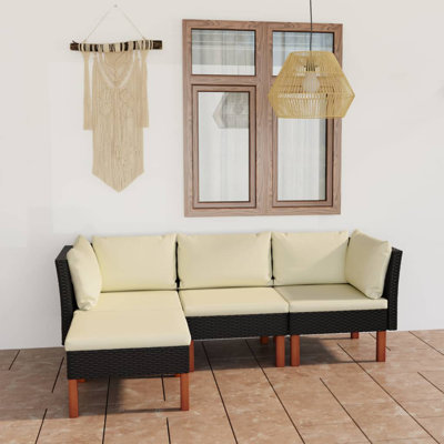 Ensemble modulaire de patio carré en eucalyptus de 23,6 po de large avec coussins Brause