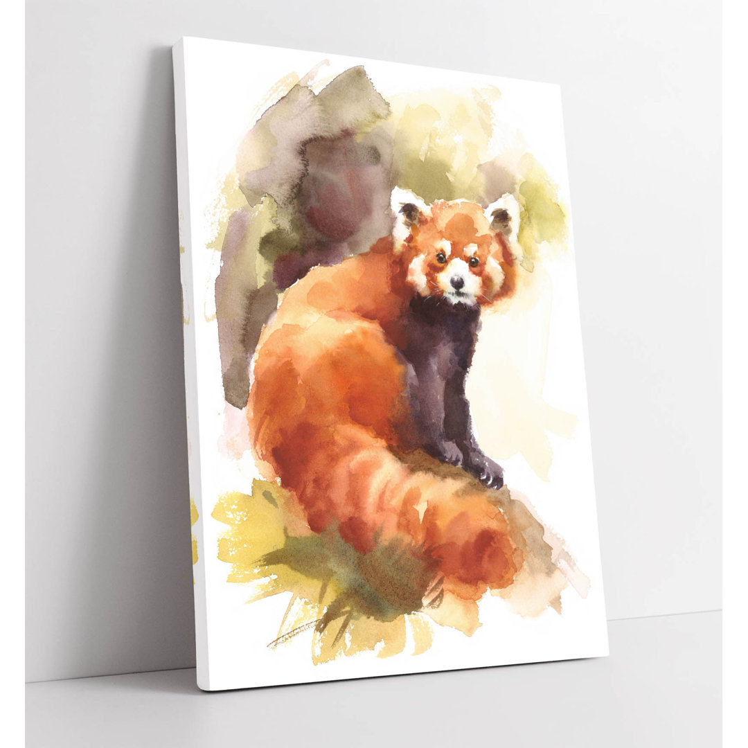 Cute Watercolour Red Panda Canvas Wall Art Print Picture