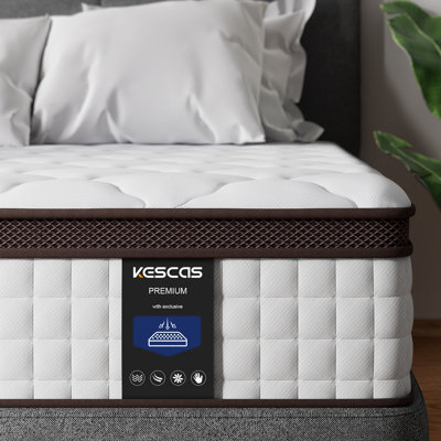 Matelas hybride Serweet - mi-ferme avec mousse à mémoire de forme en charbon de bambou et ressorts zonés, 10 po à 14 po