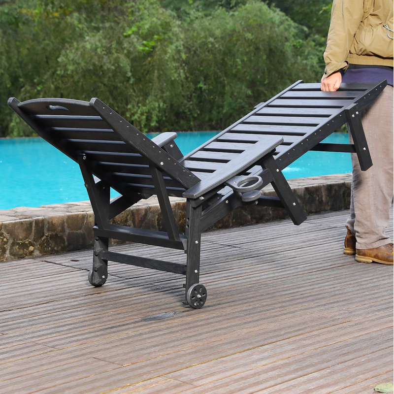 Hdpe Chaise Lounge Chair Outdoor, Pool Lounge Chairs With 4-Position Adjustable Backrest, Supports Up To 360 Lbs For Patio Poolside Deck Beach Backyard