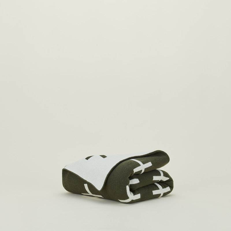 Jeté croisé, Blanc / olive