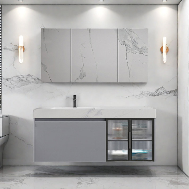 Modern simple and light luxury bathroom cabinet, 55"