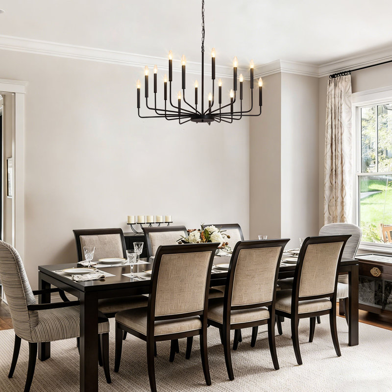 Alysse 16 - Light Classic / Traditional Candle Chandelier, Matte Black