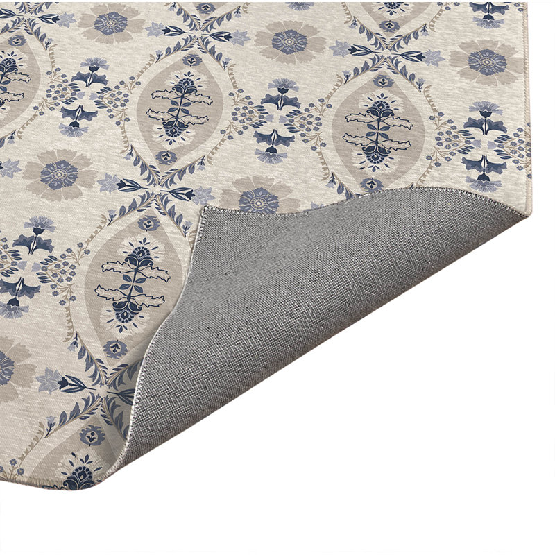 Tapis de blanchisserie antidérapant Reeva, L 61 po x H 6,5 po, Ivoire floral
