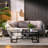 Coffee Table, Modern Tempered Glass Coffee Table, 2 Tiers Rectangle Glass Center Desk with Open Storage, Minimalist Sturdy Metal Frame Accent End Desk for Living Room, Office, Easy Assembly-168187453-168187455