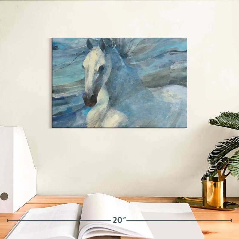 Illustration du cheval blanc Brampt, H 8 po x l 12 po