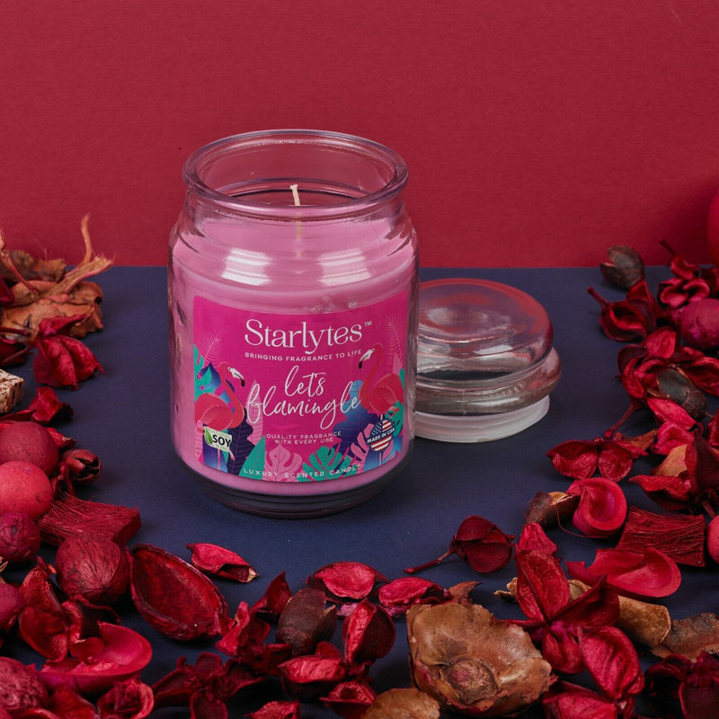 Scented Tumbler Candle with Glass Holder, Lets Flamingle