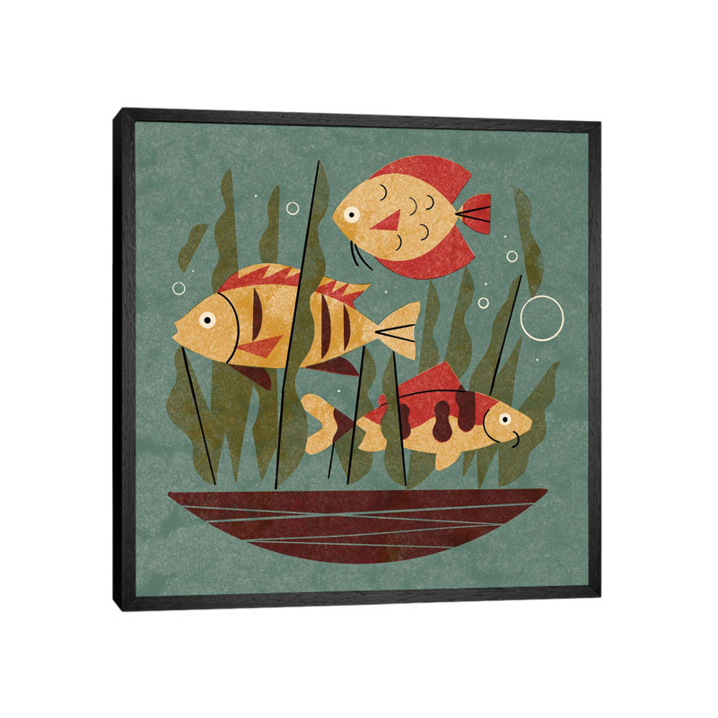 Fish And Seaweed by Renea L. Thull - Gallery-Wrapped Canvas Giclée on Canvas, 45.72 cm H x 45.72 cm W, Black Floater Frame