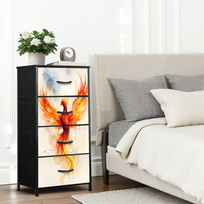 4 Drawer Dresser for Bedroom, Narrow Chest of Drawers, Wooden Top and Study Iron Frame 18"x37.5"-(WxH)