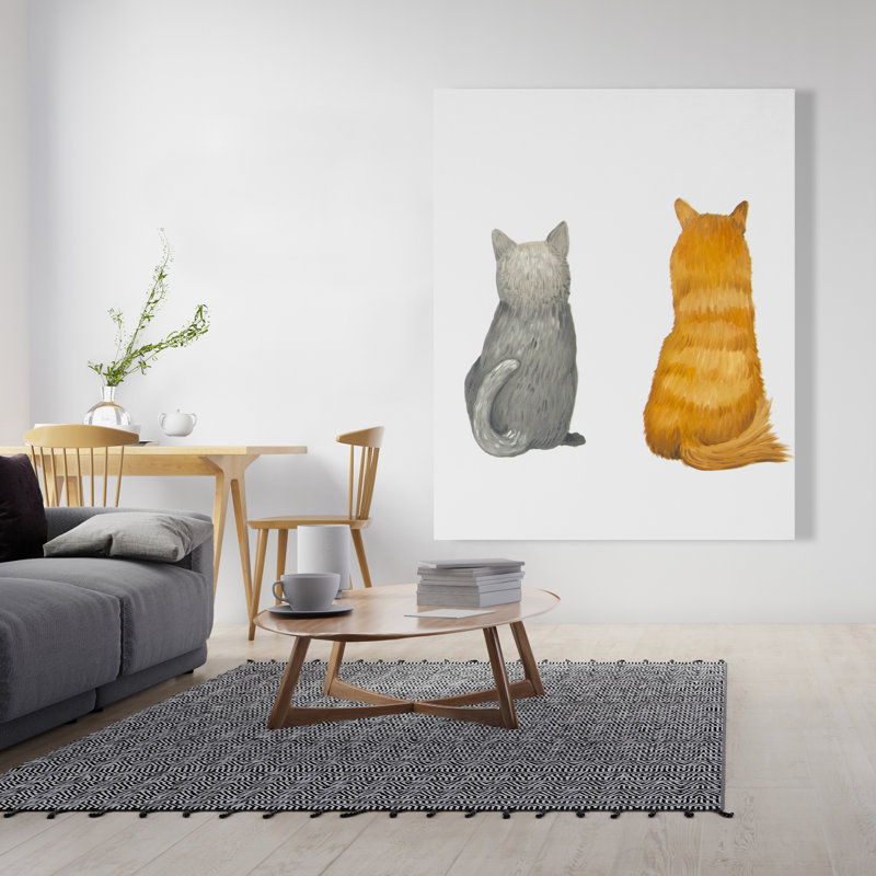 Six Cats Lined Up Back View - Feline Canvas Home Decor