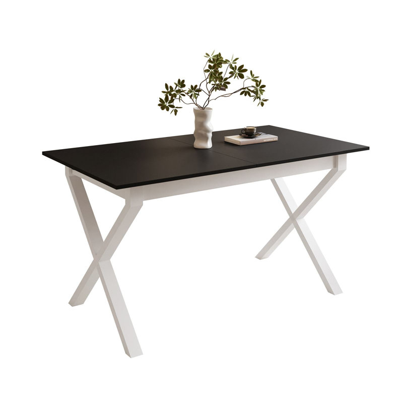 Extendable table ARTON II  140 cm,  "X" legs, Black, White