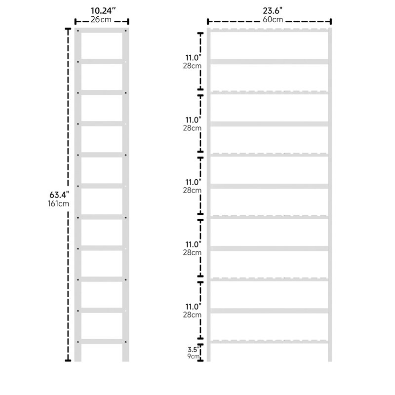 Borreri 161cm H x 60cm W Etagere Bookcase, White