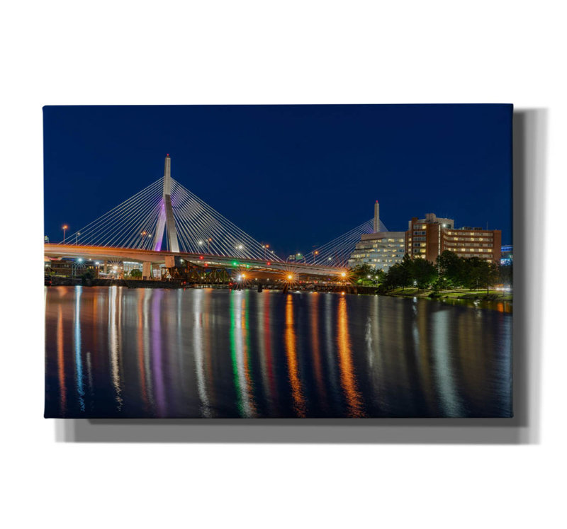«Zakim Bridge August 26 2020» par Rick Berk, art mural sur toile, H 12 po x l 18 po x P 0,75 po