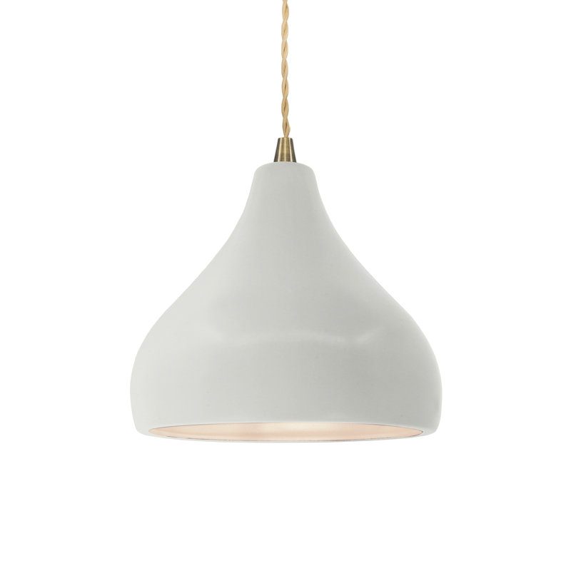 Luminaire suspendu à 1 lumière Meydan, H 7,25 po x l 8 po x P 8 po, Blanc mat, Laiton antique