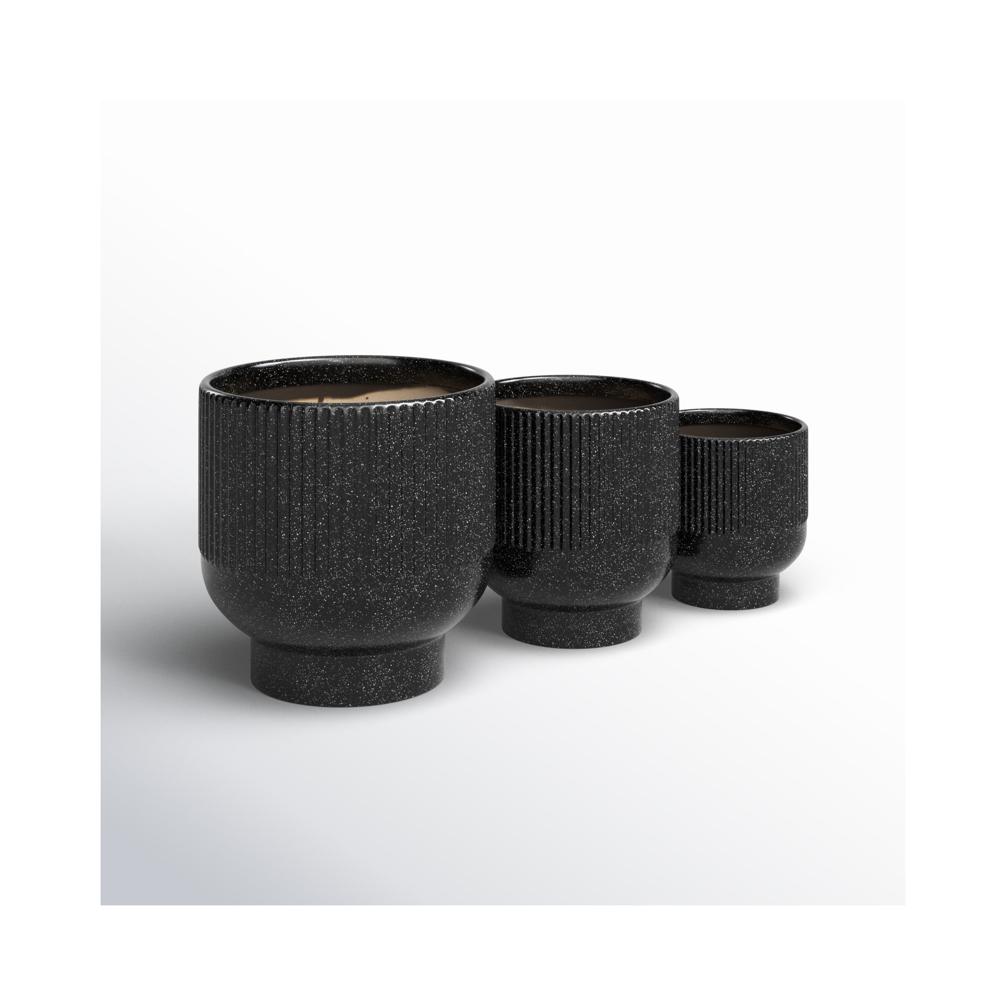 Ceramic Planter - Set of 3, Black, 9.4" H x 8.55" W x 8.6" D