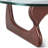 Triangle Glass Coffee Table with Wooden Base Clear Glass Top Mid-Century Abstract Glass Table
