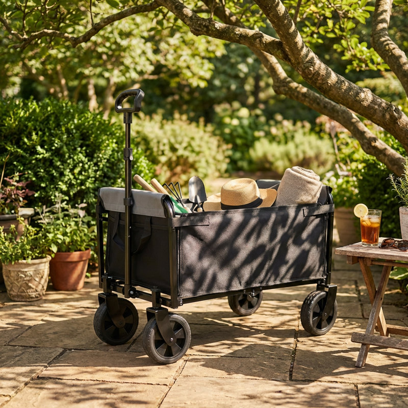 Wagon polyvalent pliable avec roues amovibles et capacité de poids élevée