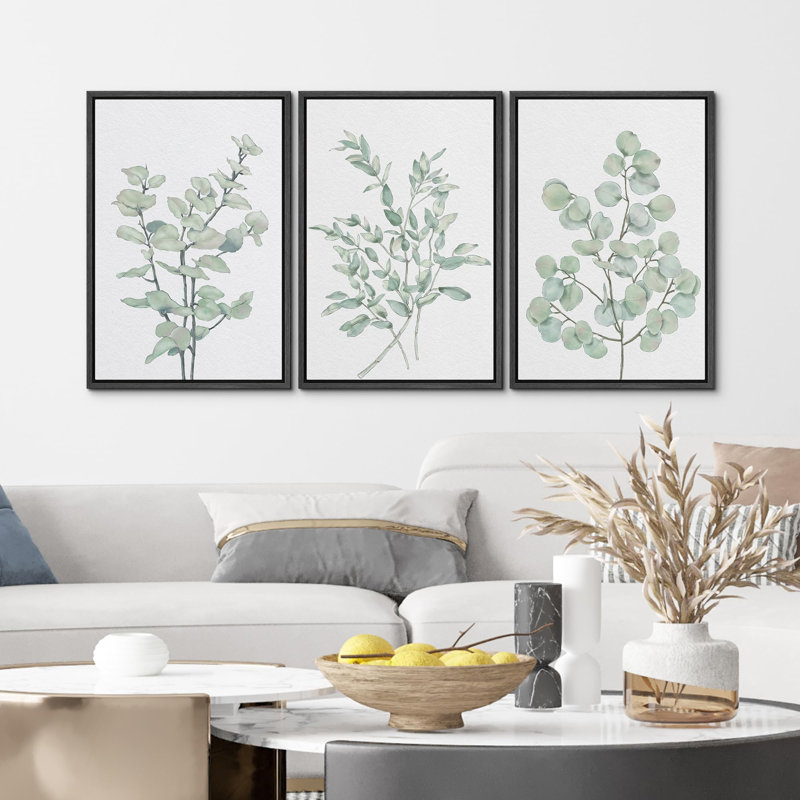«Greenest Plant Leaves Botanical», 3 pièces, Noir, H 24 po x l 16 po