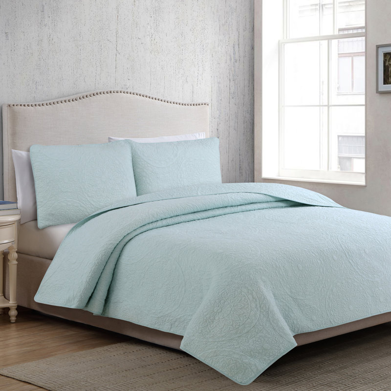 Ensemble de courtepointe Marissa, Courtepointe pour lit simple + 1 taie décorative, Ivoire