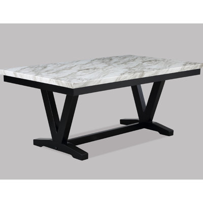 Table rectangulaire moderne en faux marbre et salle à manger