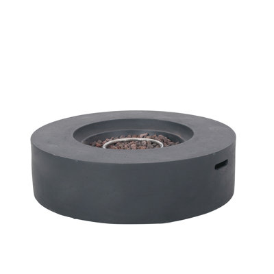 Lightweight Concrete Outdoor Circular Fire Pit, Dark Gray 50,000 BTU (Tank Cover Not Included)