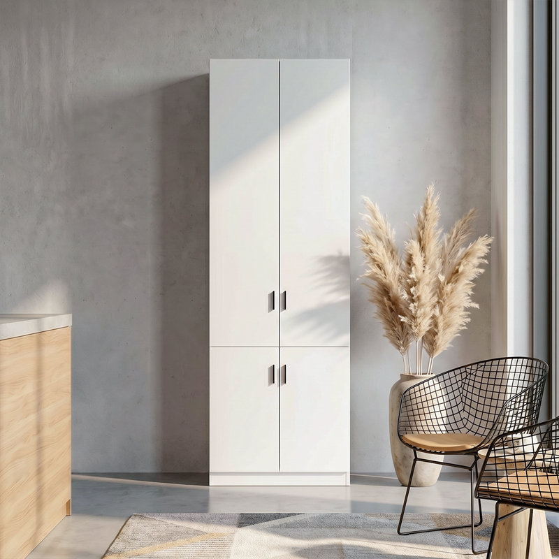 31.5"W×15.7"D×94.5"H White 4-Door Storage Cabinet