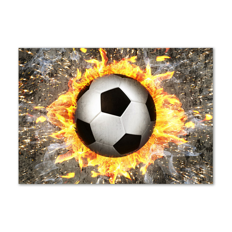 Burning Soccer Ball - Wrapped Canvas Print