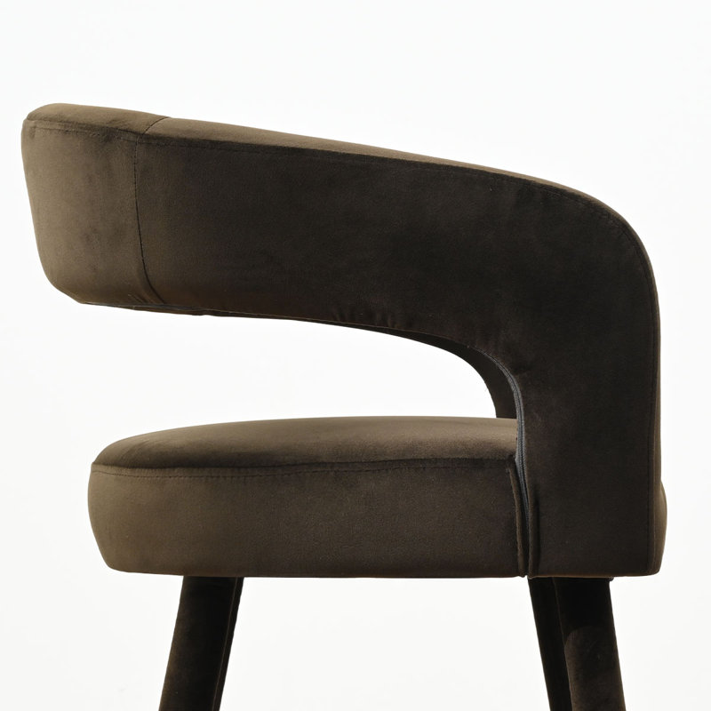 24" Velvet Counter Height Bar Stools With Gold Footrest, Chocolate Brown