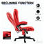 Chaise d'ordinateur inclinable chauffante avec 6 points de vibration, fauteuil de bureau de massage, accoudoirs et télécommande