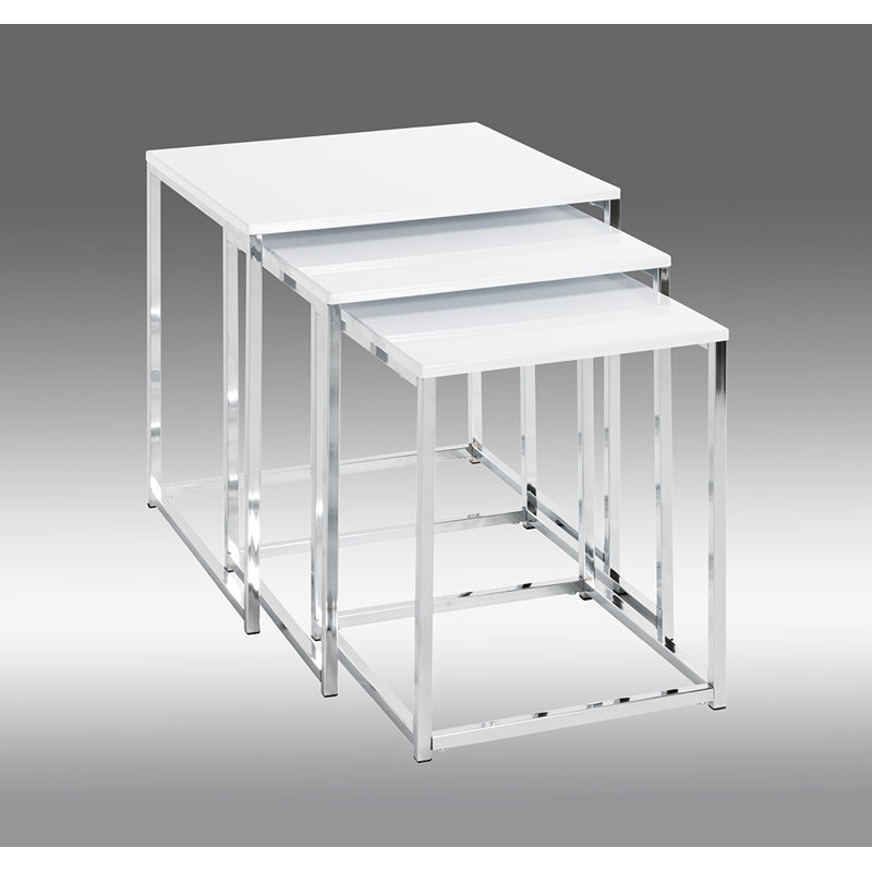 3 Piece Side Table Set, White